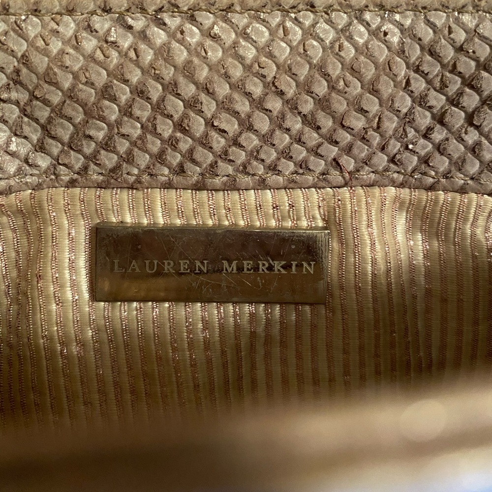 Authentic Lauren Merkin Python Clutch Light Gray - image 5